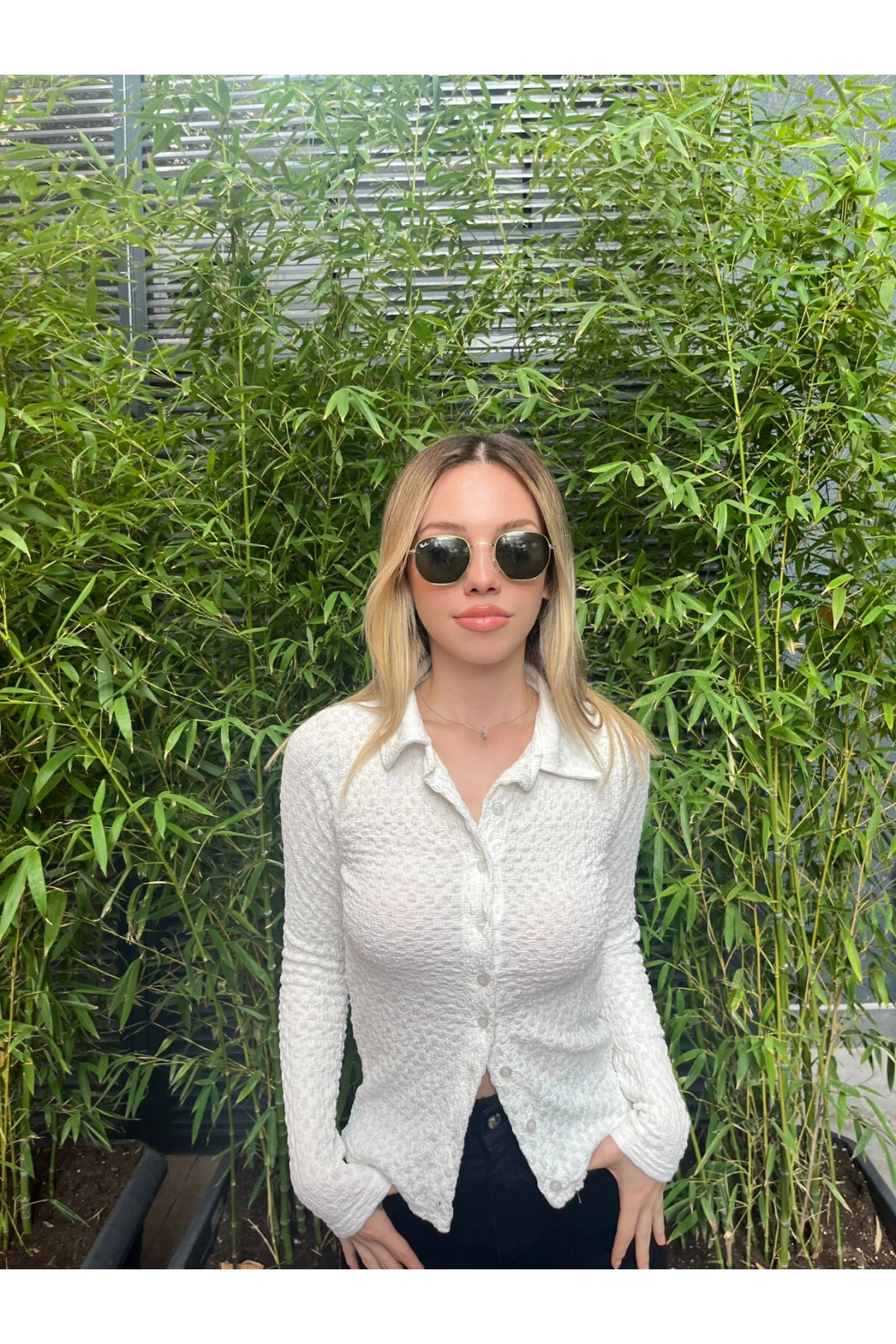 Kadın Beyaz Uzun Kollu Gömlek (ZCKSA334)