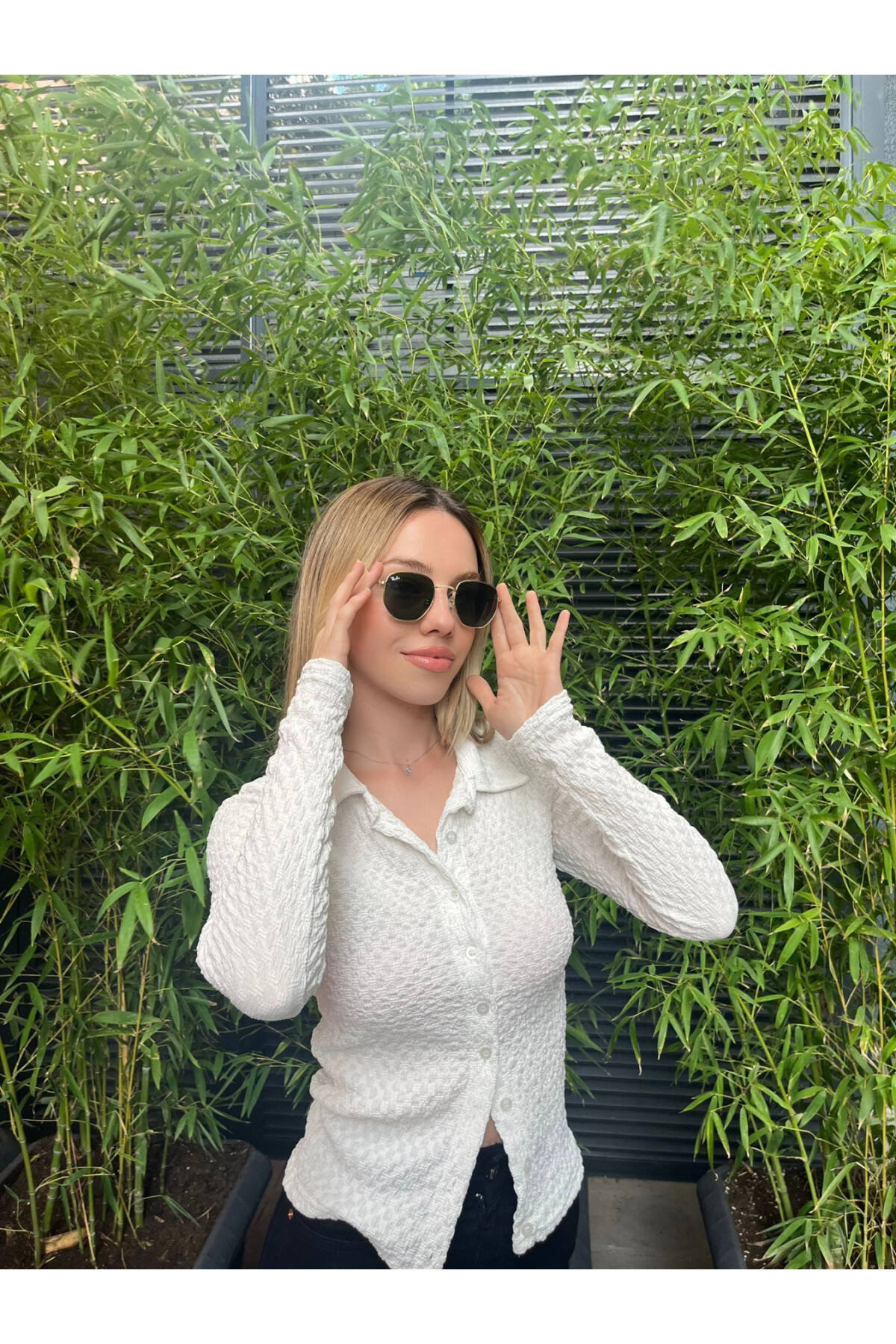 Kadın Beyaz Uzun Kollu Gömlek (ZCKSA334)