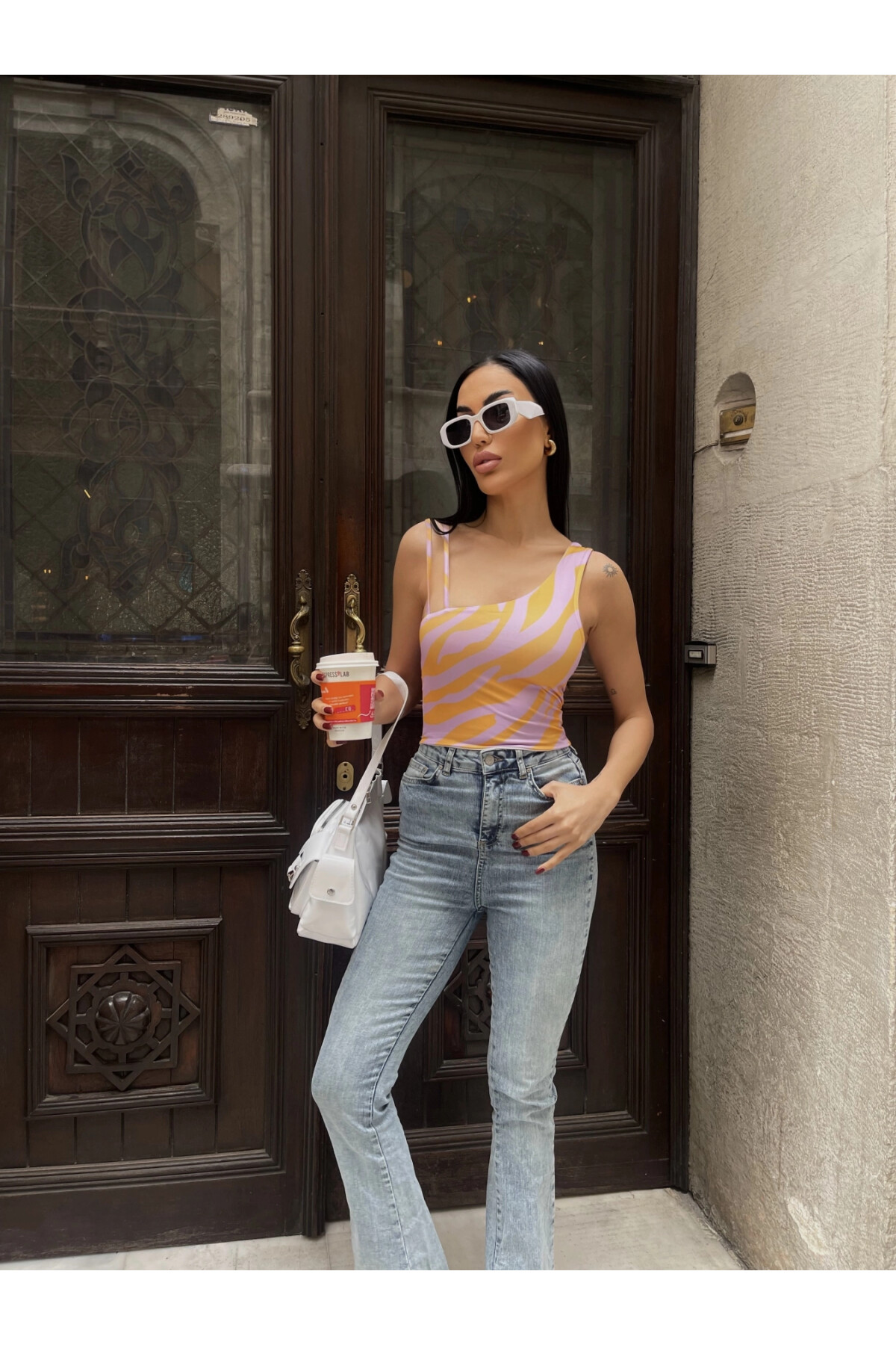 Kadın Lila Tek Kol Askılı Crop Bluz (ZCKSS101)