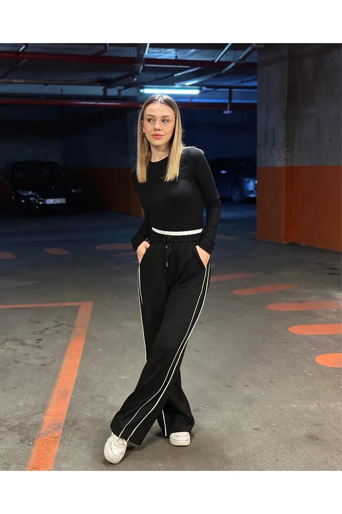 Kadın Siyah Kemer Detaylı Model Eşofman Altı (zck0781)