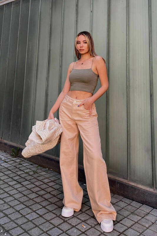 Kadın Haki İp Askılı Basic Büstiyer (ZCK0175)