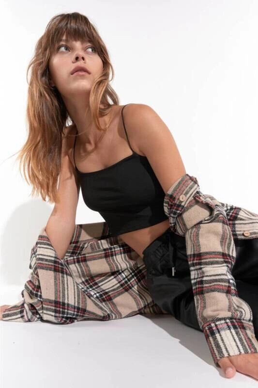 Kadın Siyah İp Askılı Basic Büstiyer (ZCK0175)