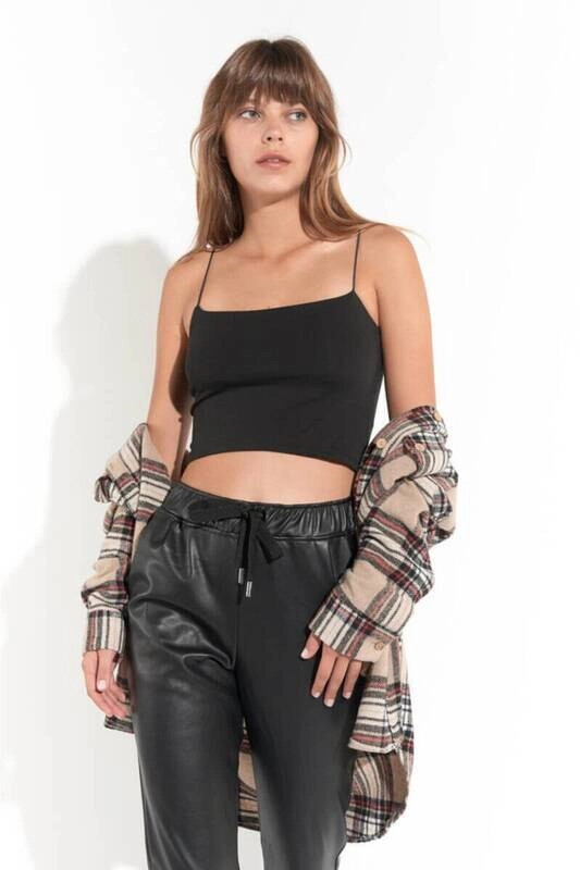 Kadın Siyah İp Askılı Basic Büstiyer (ZCK0175)