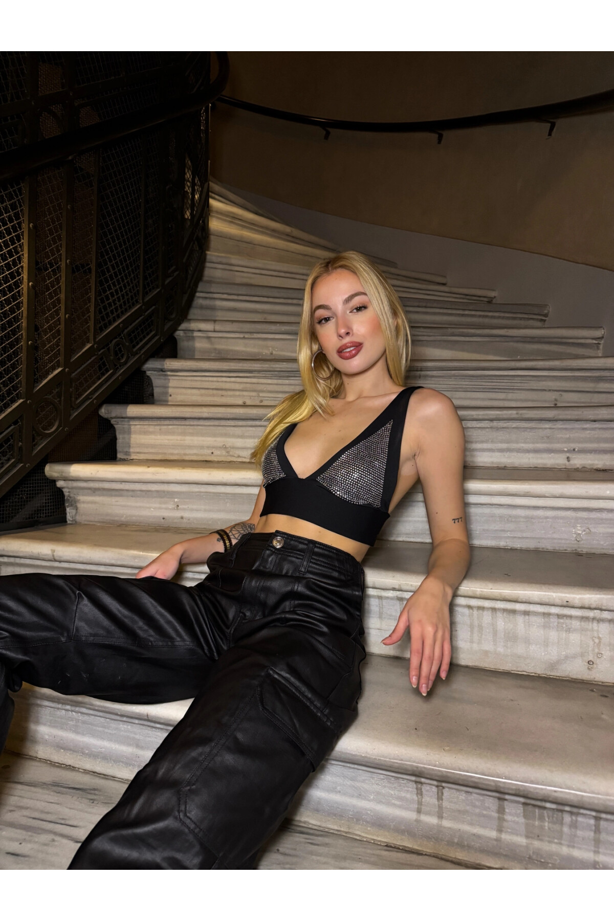 Kadın Siyah Taşlı Bralet (ZCKZK128)