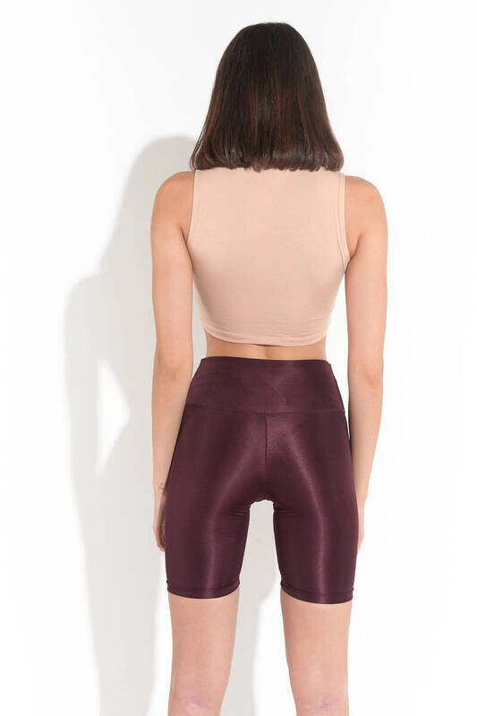 Kadın Ten Rengi Balıkcı Yaka Sıfır Kol Crop Büstiyer (ZCK0137)