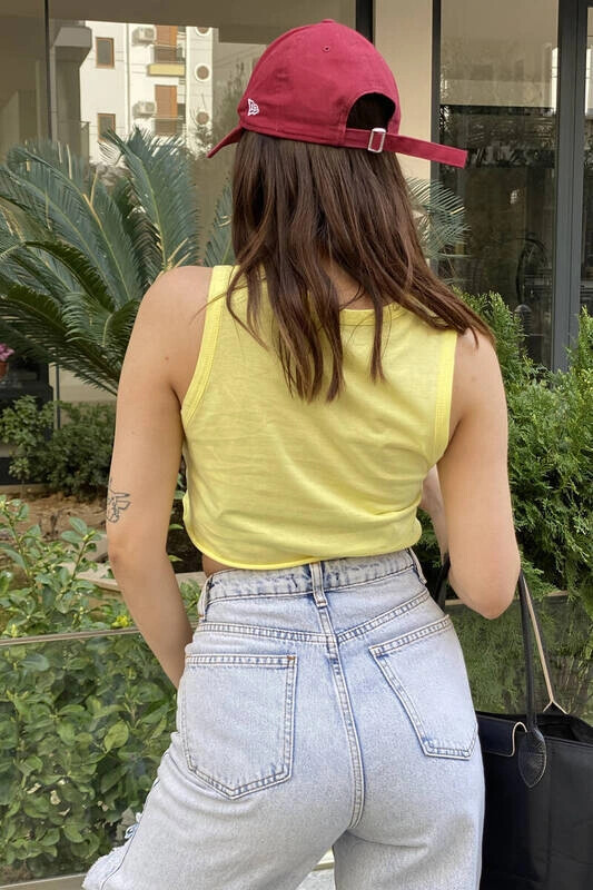 Kadın Yeşil Baskılı Crop Tshirt (zck0465)