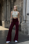 Kadın Bordo Fiyonk Detaylı Model Pantolon (ZCKSS148)