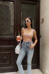 Kadın Lila Tek Kol Askılı Crop Bluz (ZCKSS101)