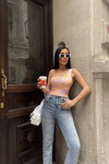 Kadın Lila Tek Kol Askılı Crop Bluz (ZCKSS101)