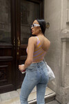 Kadın Lila Tek Kol Askılı Crop Bluz (ZCKSS101)