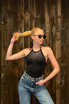 Kadın Siyah Yılbaşına Özel Taşlı Boyundan Bağlamalı Bodysuit (ZCKSS127)
