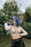 Kadın Bej Asimetrik Kesim Crop Tül Bluz (zck0569)
