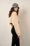 Kadın Bej Kısa Crop Sweat (zck0323)