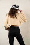 Kadın Bej Kısa Crop Sweat (zck0323)