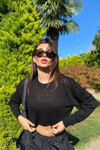 Kadın Siyah Ajurlu Triko Crop Kazak (zck0566)